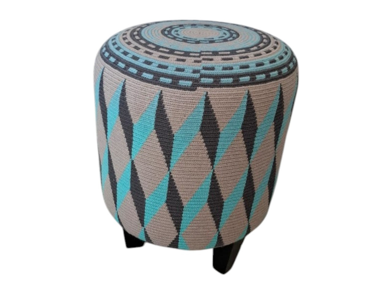 PUFF WAYUU BORDADO AZUL CON GRIS
