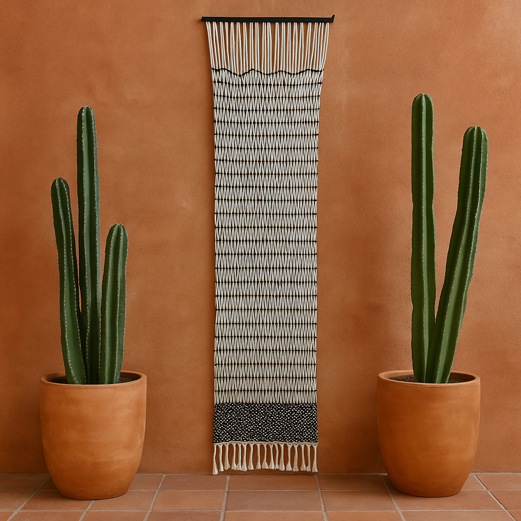 COLGANTE EN TELAR BLANCO CON NEGRO