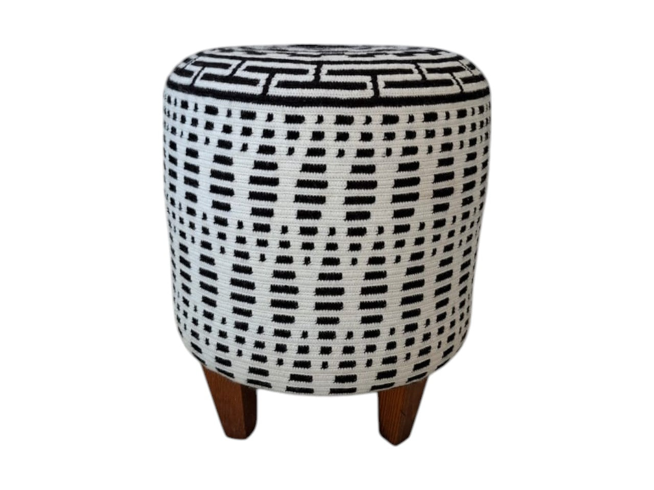 PUFF WAYUU BORDADO BLANCO CON NEGRO