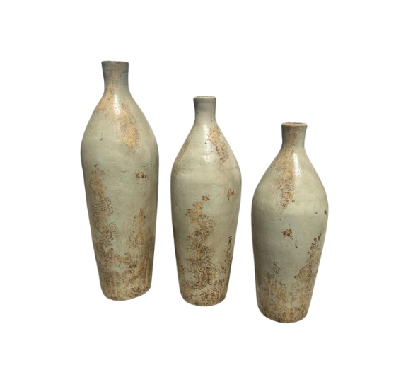 SET JARRONES BOTELLA EXTRA VERDE OLV/TIERRA