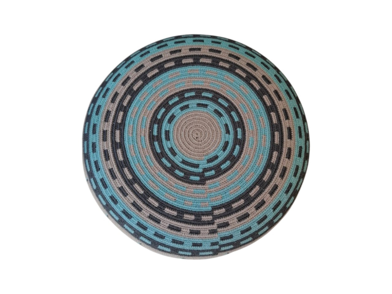 PUFF WAYUU BORDADO AZUL CON GRIS