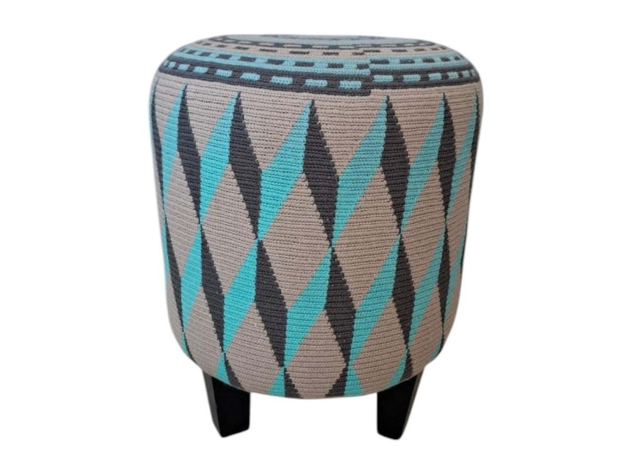 PUFF WAYUU BORDADO AZUL CON GRIS