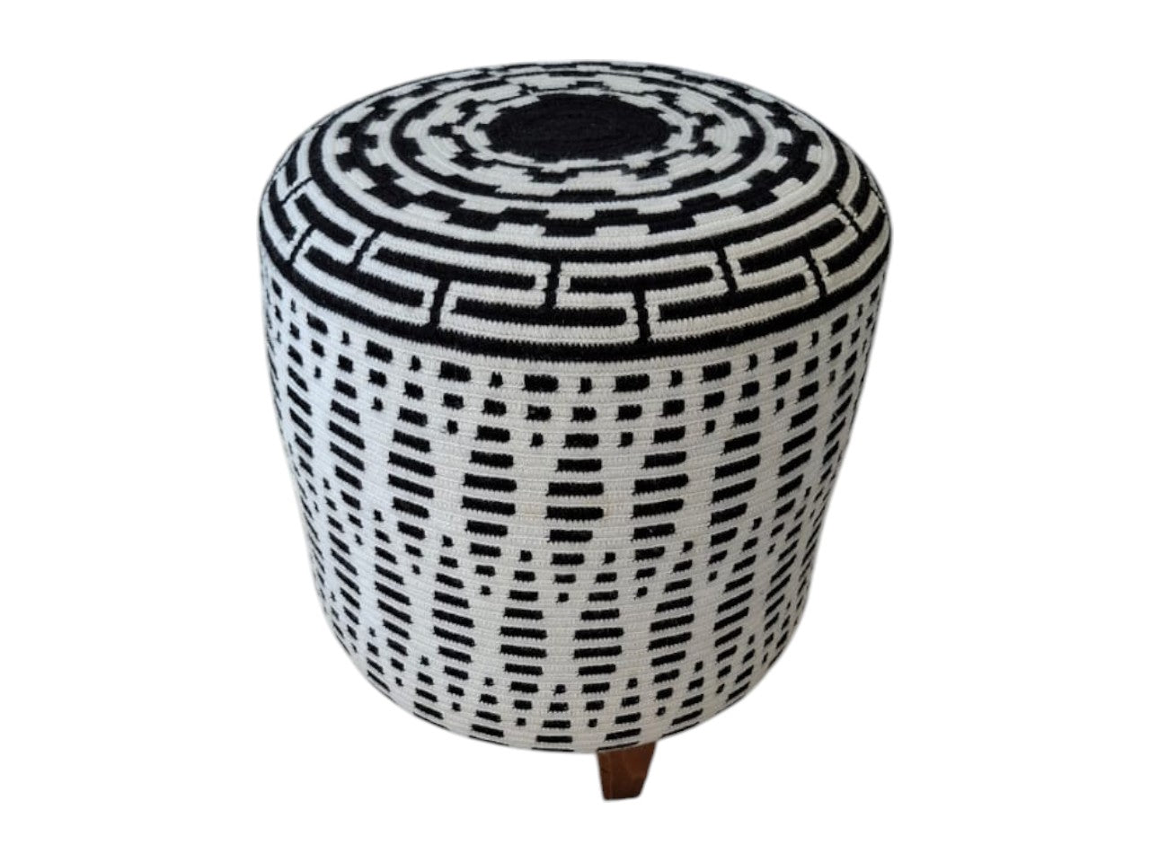 PUFF WAYUU BORDADO BLANCO CON NEGRO