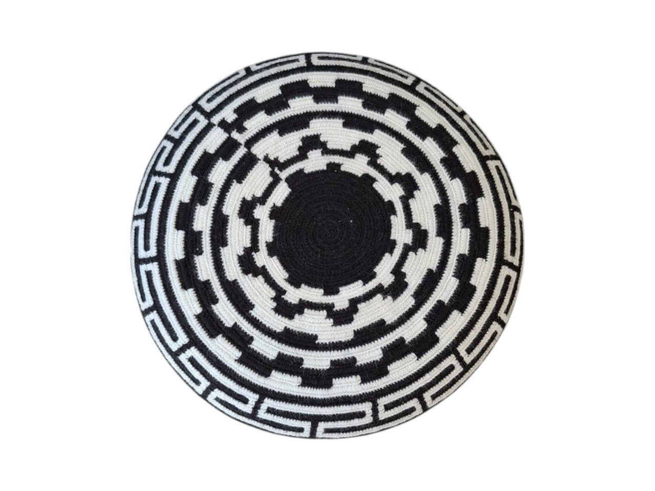 PUFF WAYUU BORDADO BLANCO CON NEGRO